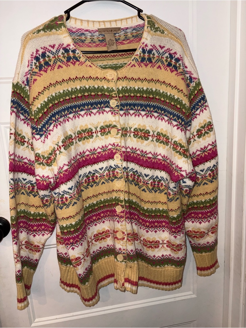 Mountain Lake Women’s size 2X Multicolor Fair Isle Cardigan Granny